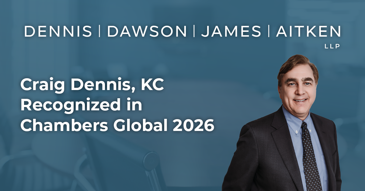 Craig Dennis, KC ranked in the 2026 Chambers Global Guide for his work in Dispute Resolution: Litigation.