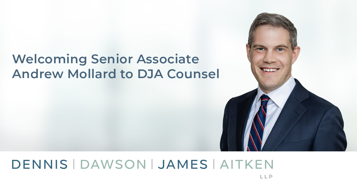 Andrew Mollard joins DJA Counsel as a Senior Associate.